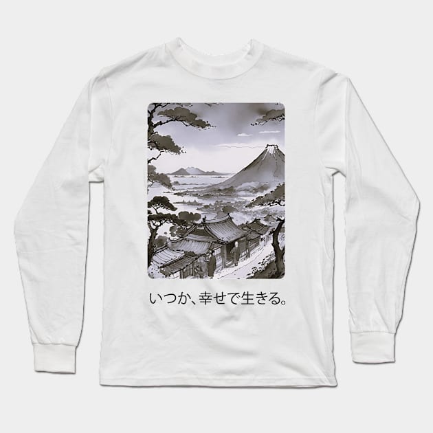 Japanese Serenity Mount Fuji Long Sleeve T-Shirt by SOMI SOMI